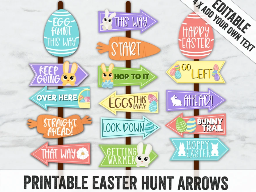 Printable Easter Egg Hunt Signs Easter Egg Hunt Arrows Digital Download Fun Egg Hunt Signs Easter Hunt Decor Diy Easter Egg Hunt EE1 Etsy