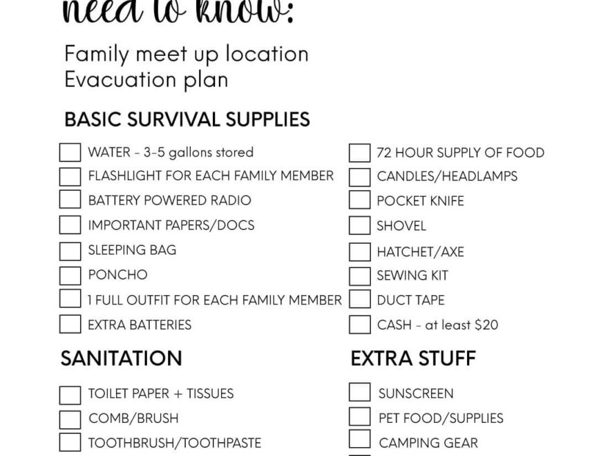 Printable Emergency Supplies List From 30daysblog