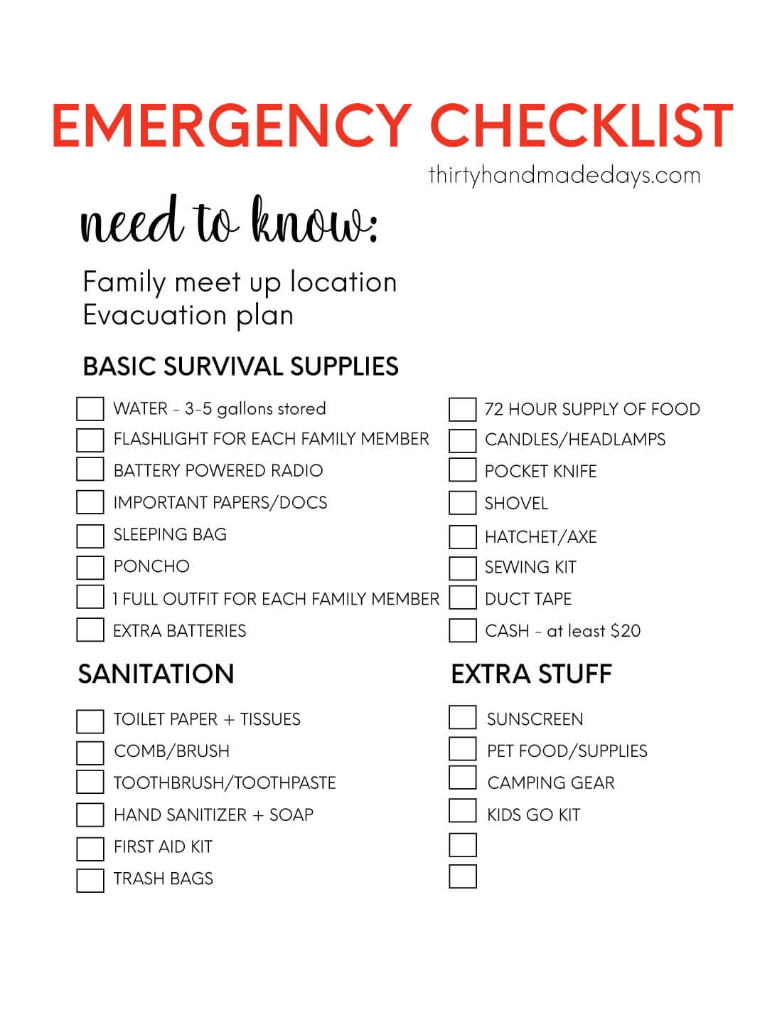 Printable Emergency Supplies List From 30daysblog Printable Emergency Supplies List From 30daysblog