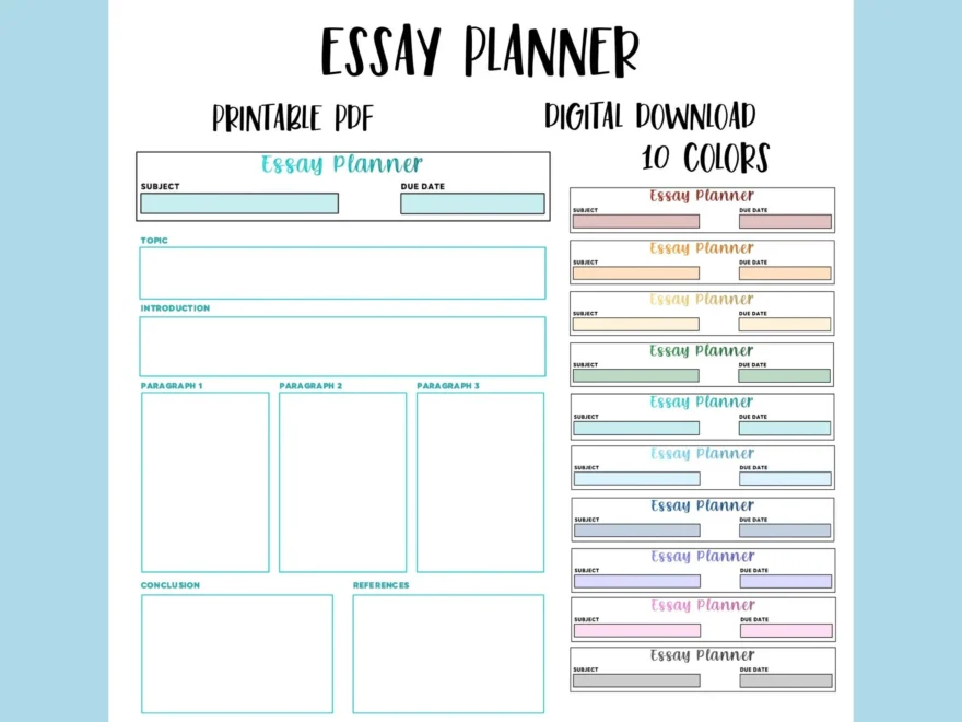 Printable Essay Planner Writing Template College Essay Outline Guide University Student Study Guide PDF Digital Download Etsy