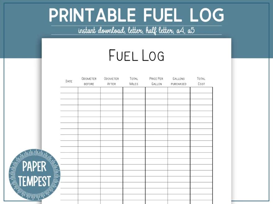 Printable Fuel Log Tracker Gas Tracker Printable Gas Price Tracker Cost Per Mile Log Fuel Expense Planner Vehicle Mileage Log Template Etsy