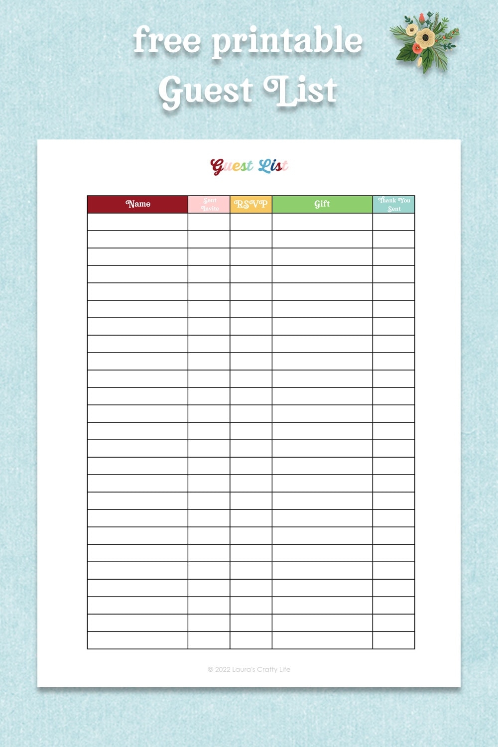 Printable Guest List With Address