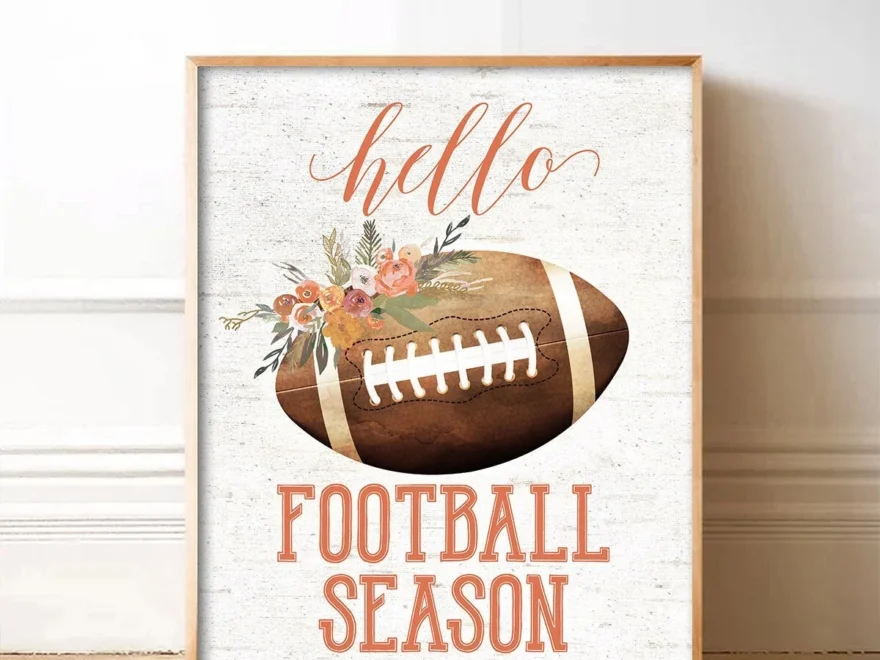 Printable Hello Football Season Art Print Digital Download Fall And Autumn Farmhouse Decor Etsy