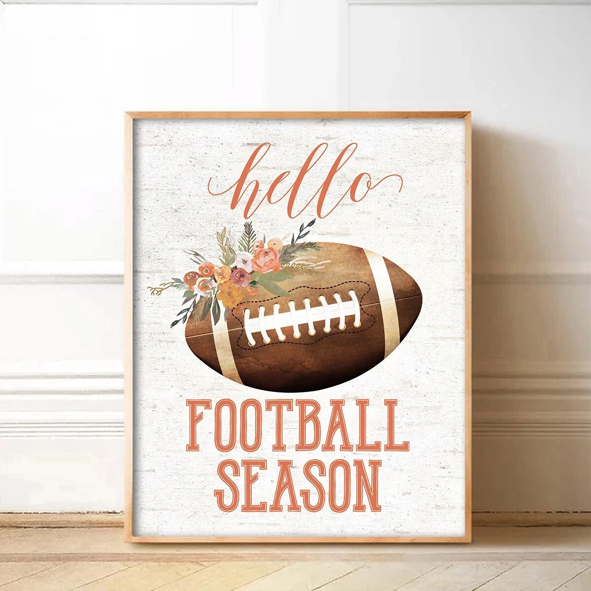 Printable Hello Football Season Art Print Digital Download Fall And Autumn Farmhouse Decor Etsy