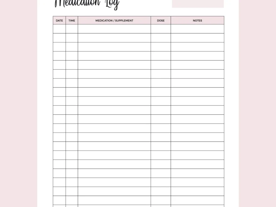 Printable Medication Log Plan Print Land