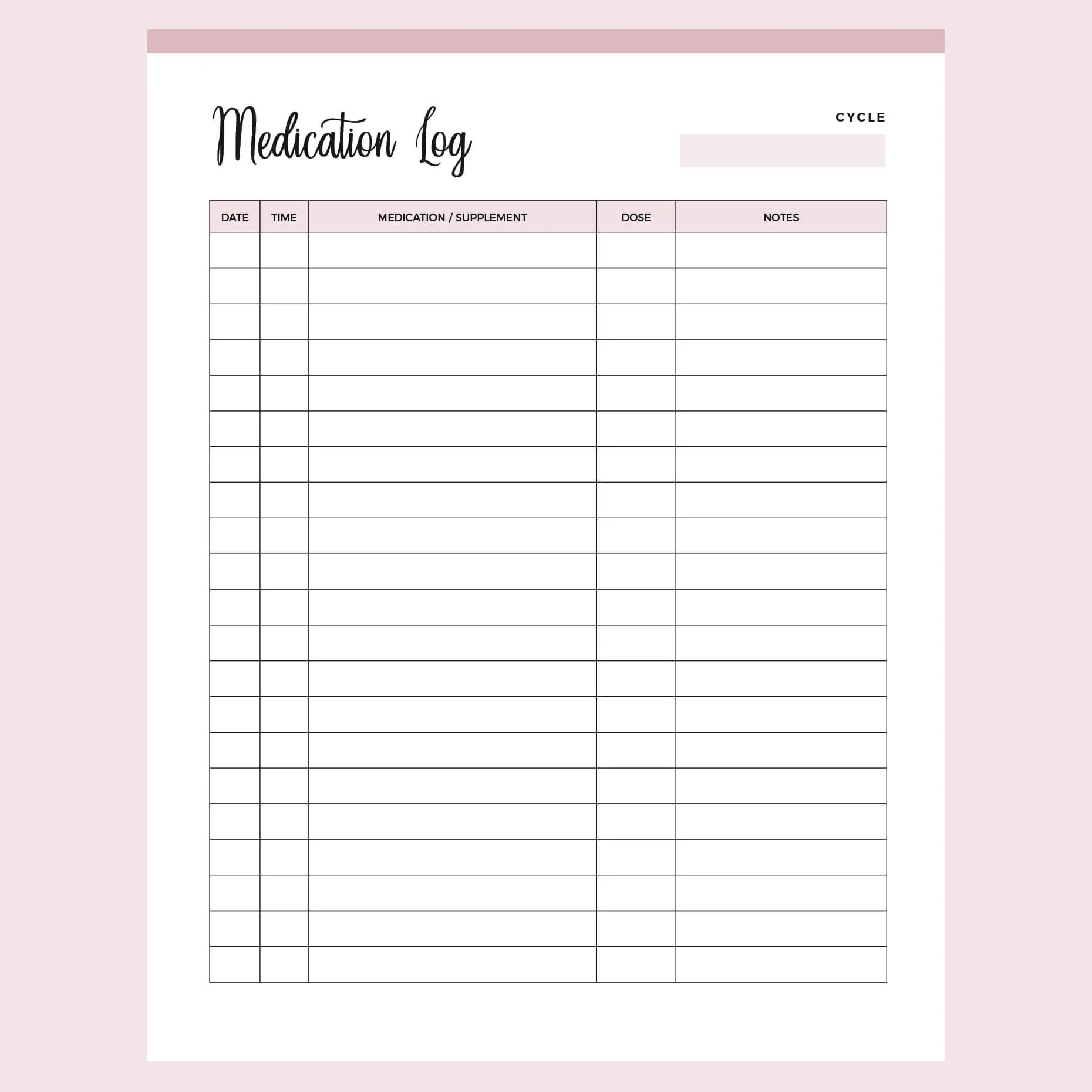 Printable Medication Log Plan Print Land