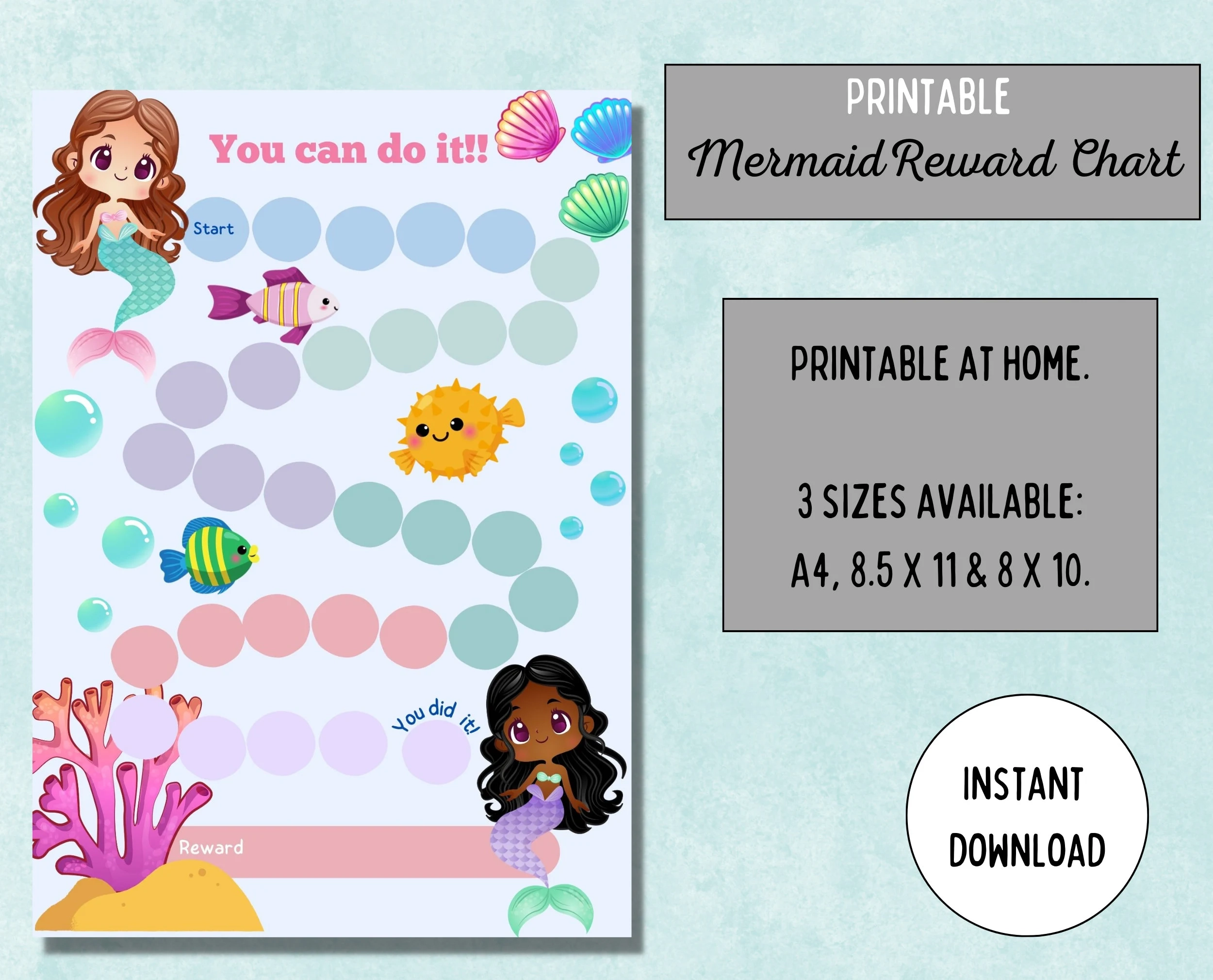 Free Printable Mermaid Sticker Chart
