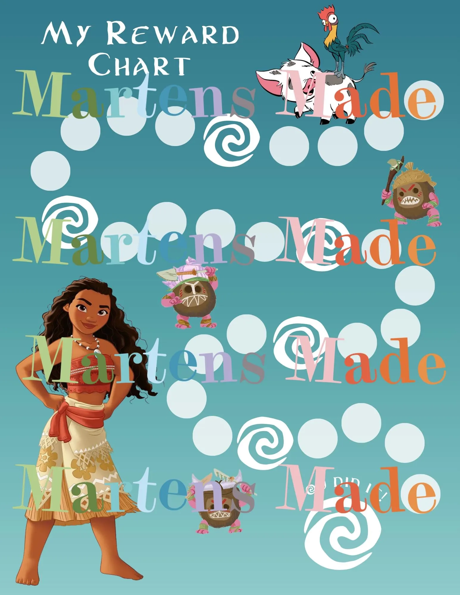 Printable Moana inspired Reward Chart Instant Download Kids Routine Sticker Chart Etsy