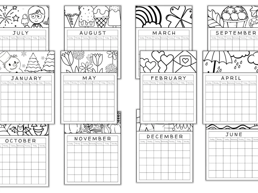 Printable Monthly Calendar Your Kids Will Love To Color The Lead Learner Mom