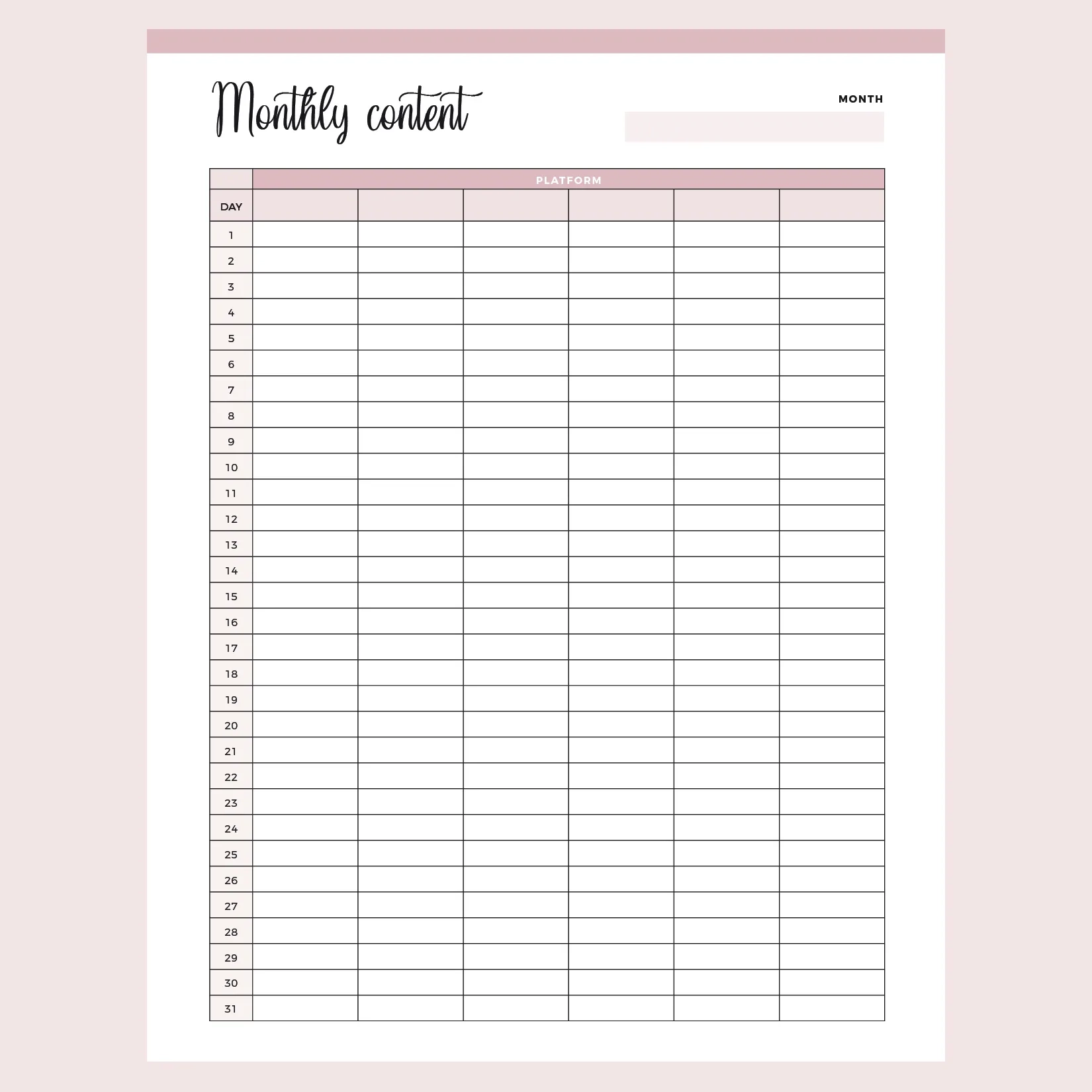 Printable Content Planner Fee
