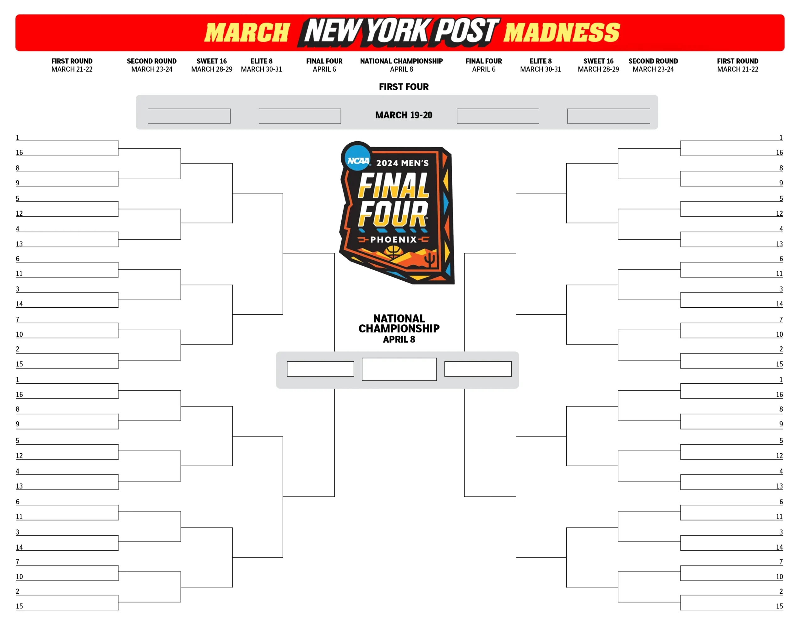 Ncaa Bracket List Printable