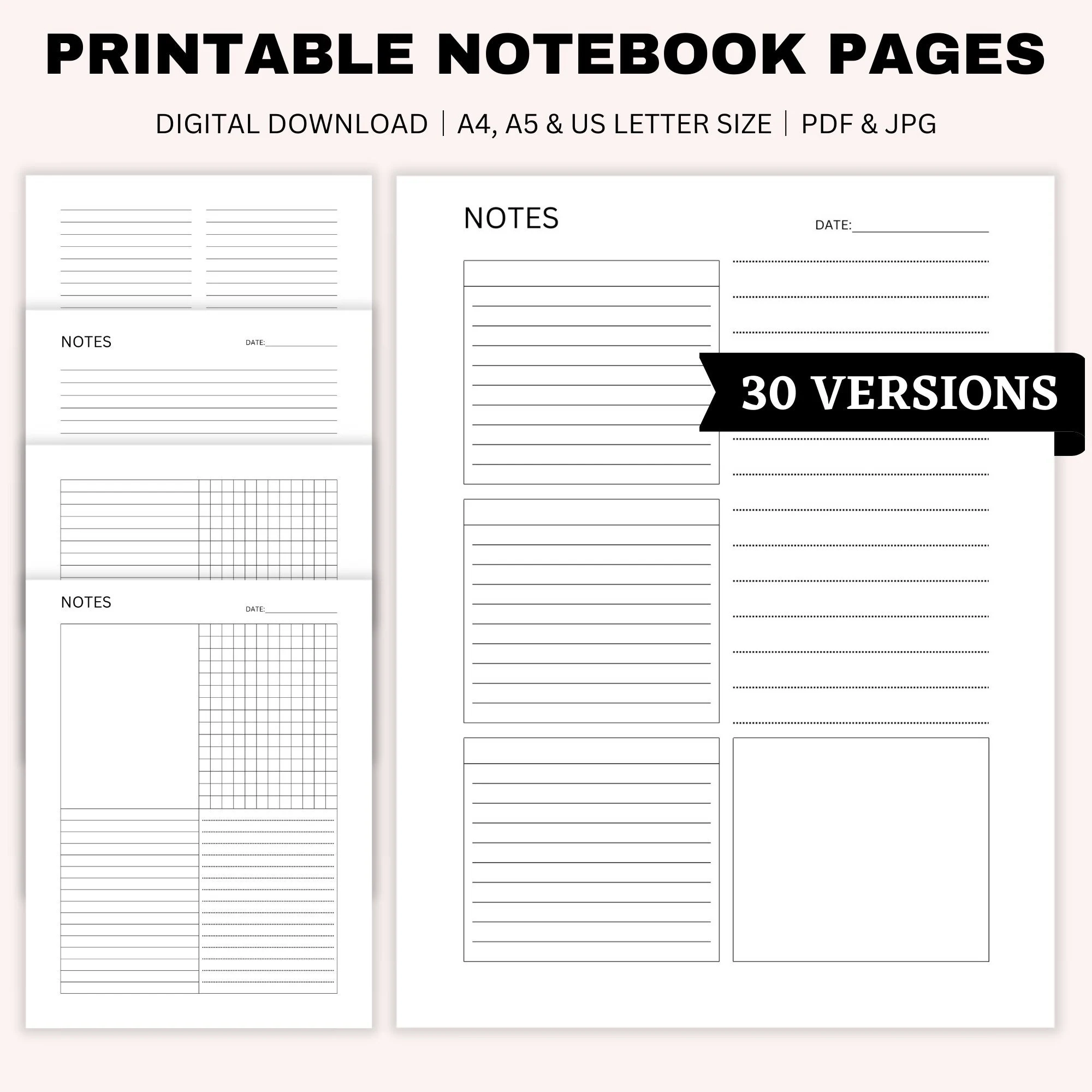 Printable Notebook Pages Note Taking Templates Notes Planner Lined Paper Writing Paper Planner Pages A4 A5 US Letter Size Etsy Printable Notebook Pages Note Taking Templates Notes Planner Lined Paper Writing Paper Planner Pages A4 A5 US Letter Size Etsy