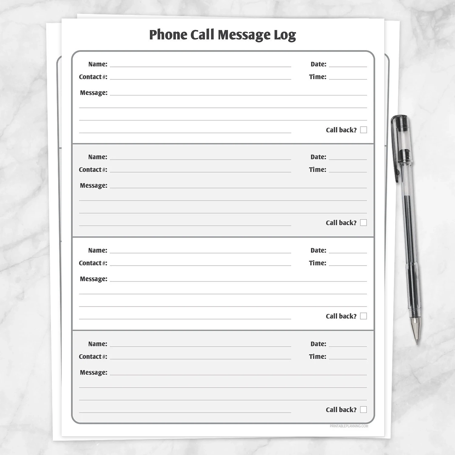 Printable Phone Call Message Log PDF Instant Download Etsy