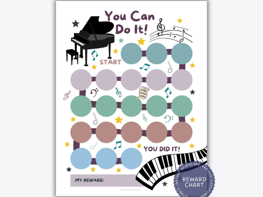 Printable Piano Reward Chart Music Reward Chart Piano Practice Chart Music Practice Piano Sticker Chart Preschool Piano Reward Chart Etsy