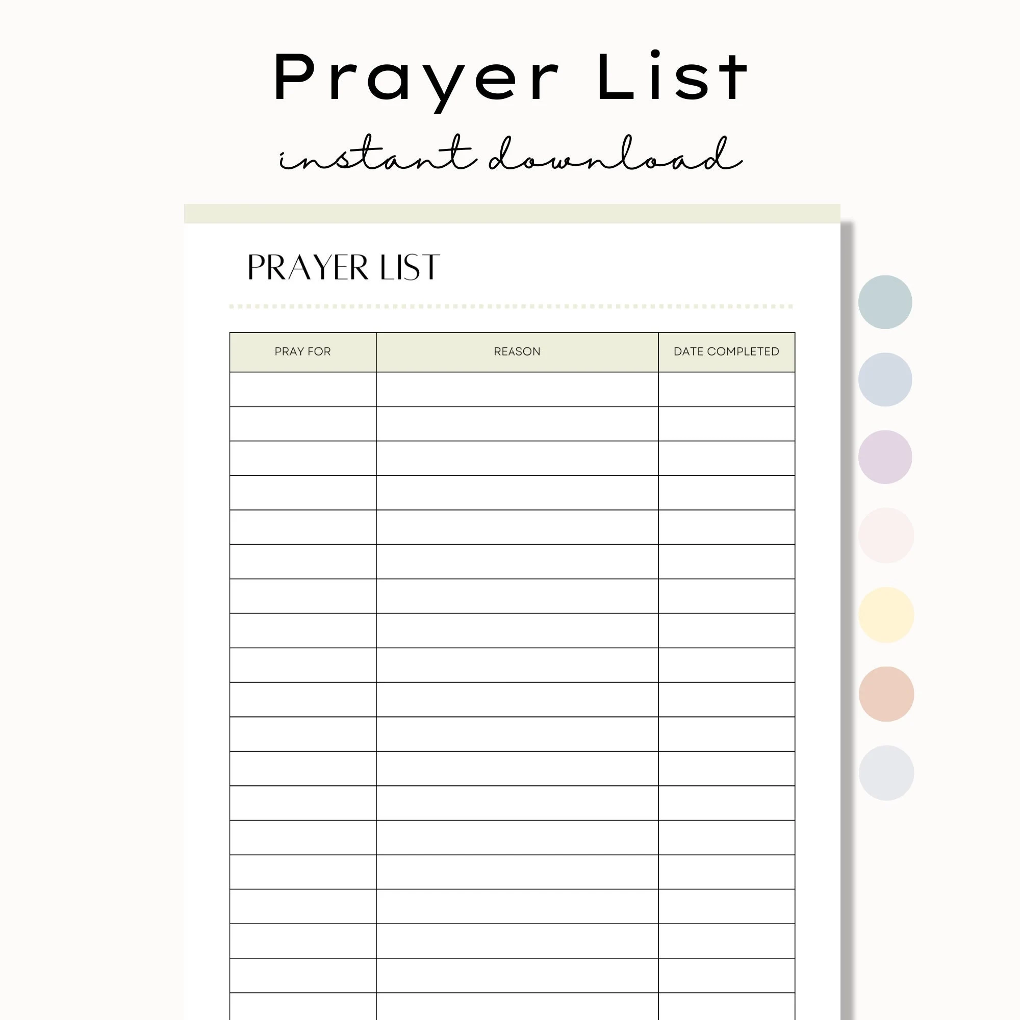 Printable Prayer Log Prayer List Prayer Journal Church Prayer Request Tracker Small Group Prayer Request Journal Weekly Prayer Sheet Etsy