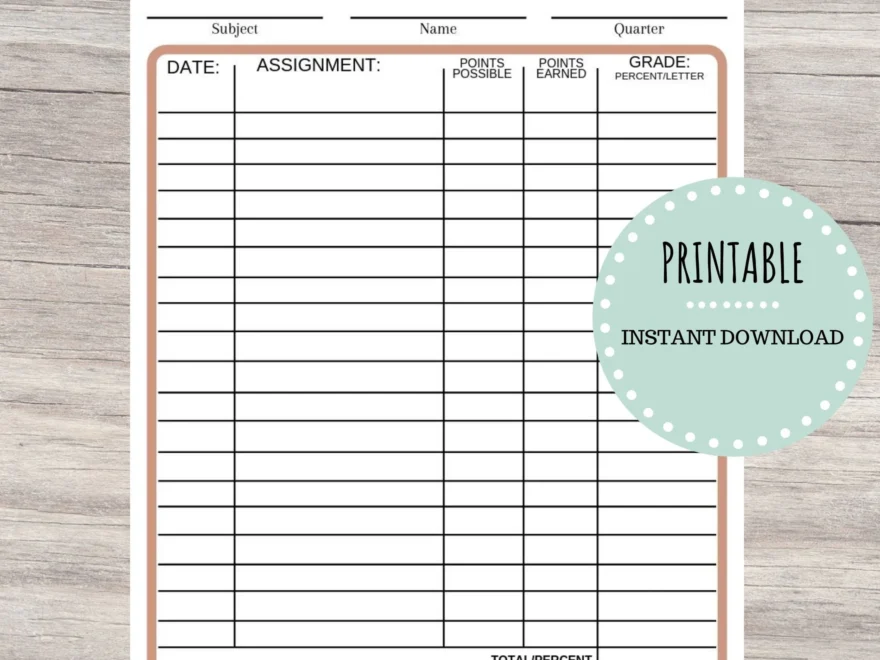 Printable Record Of Grades Teacher Printable Grading Book Printable Homeschool Record Of Grades Form Grading Printable INSTANT DOWNLOAD Etsy