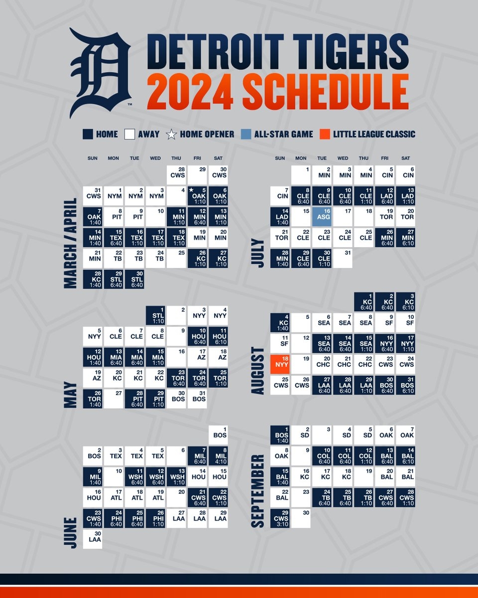 Printable Schedule Detroit Tigers Worksheets Library