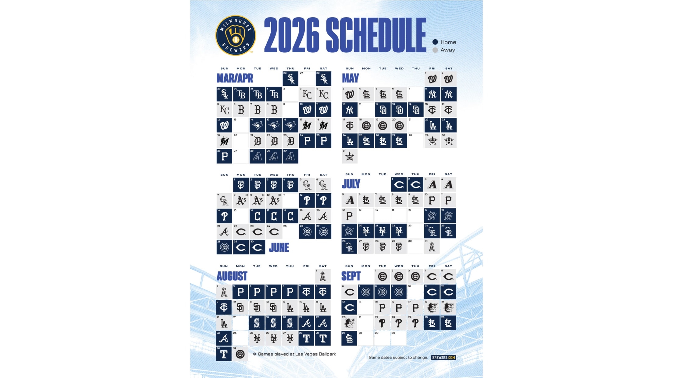 Printable Schedule Milwaukee Brewers
