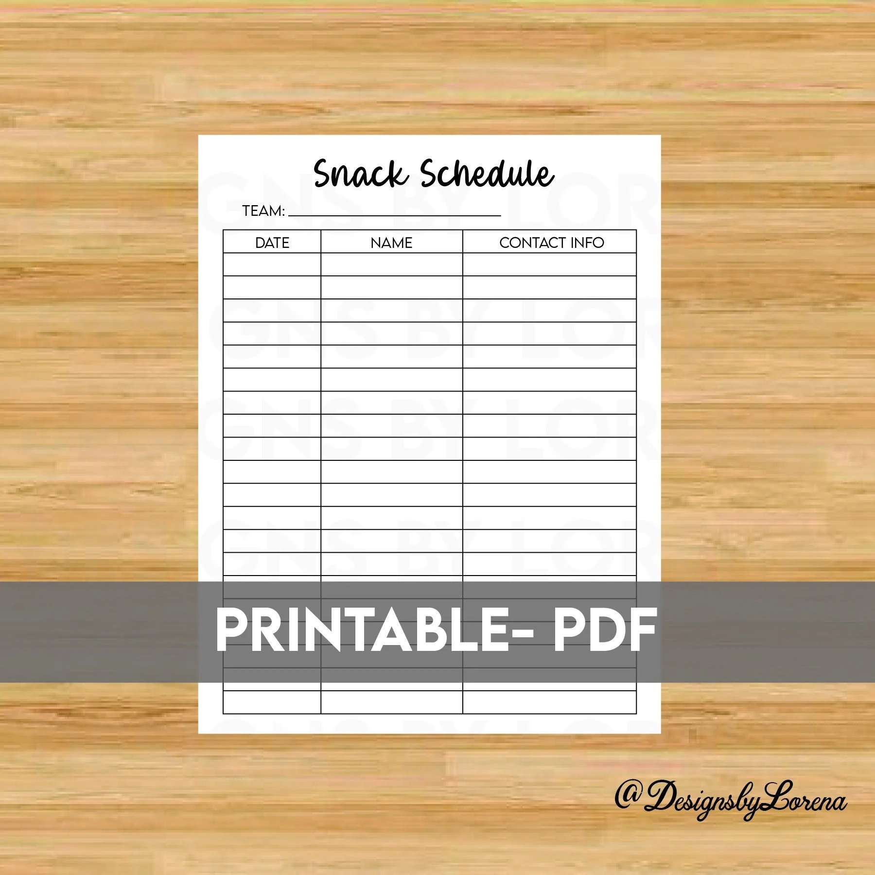 Printable Snack Schedule Sign up Sheet PDF Etsy