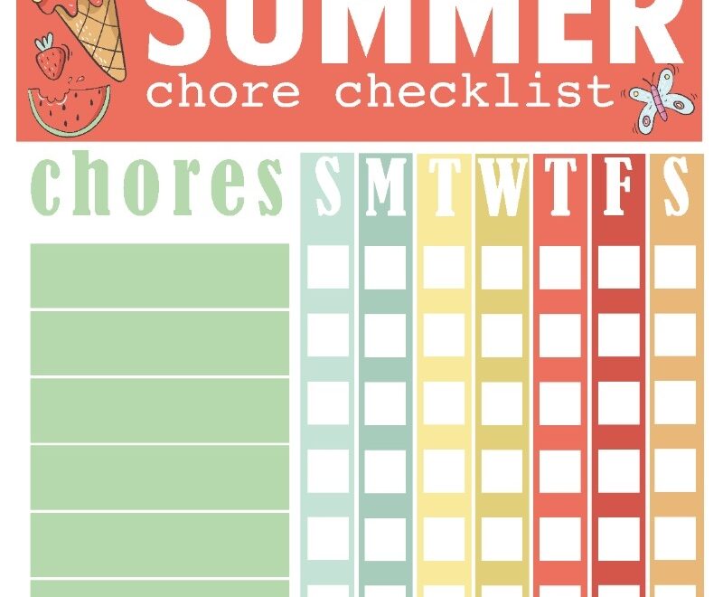 Printable Summer Chore Checklist Simply Being Mommy