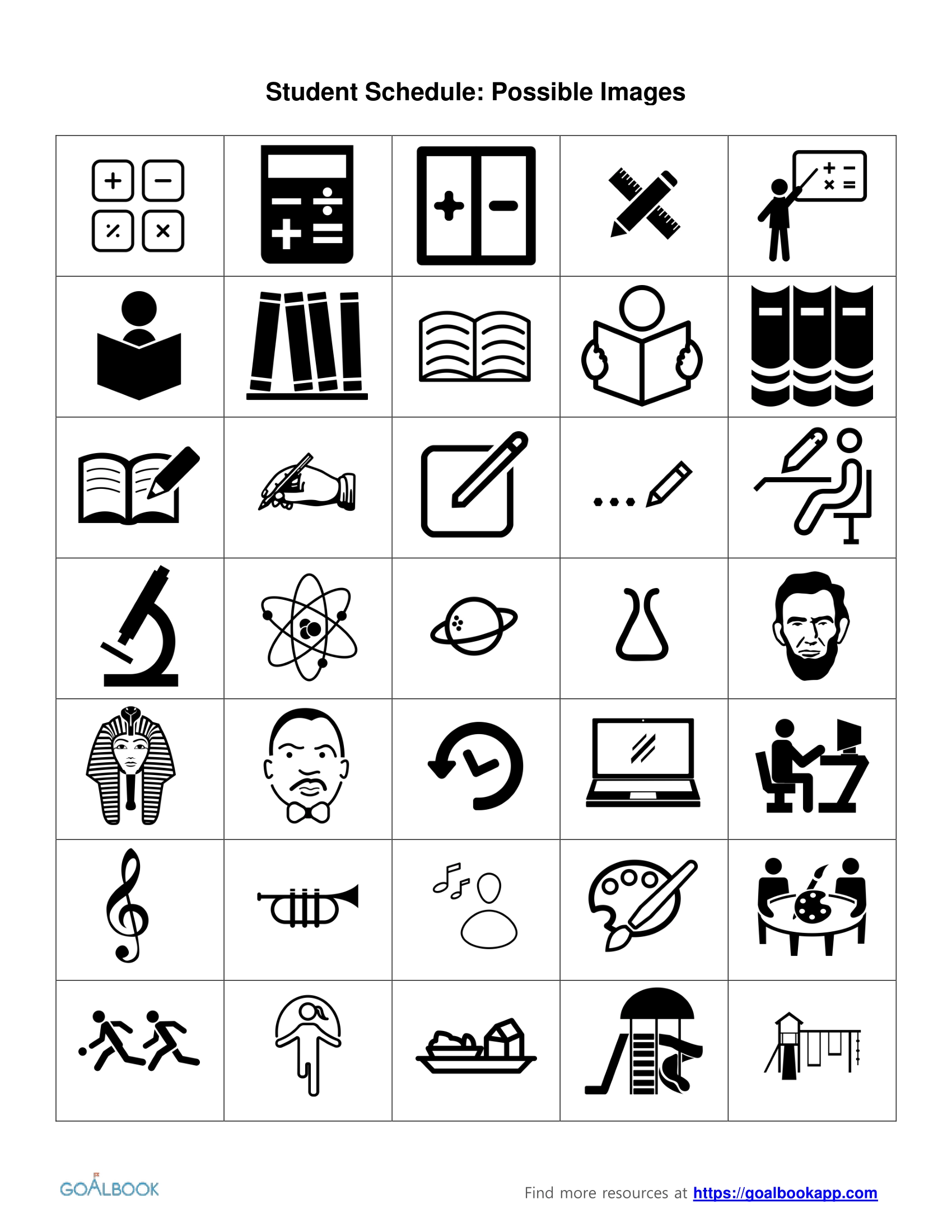Free Printable Icon Visual Schedule