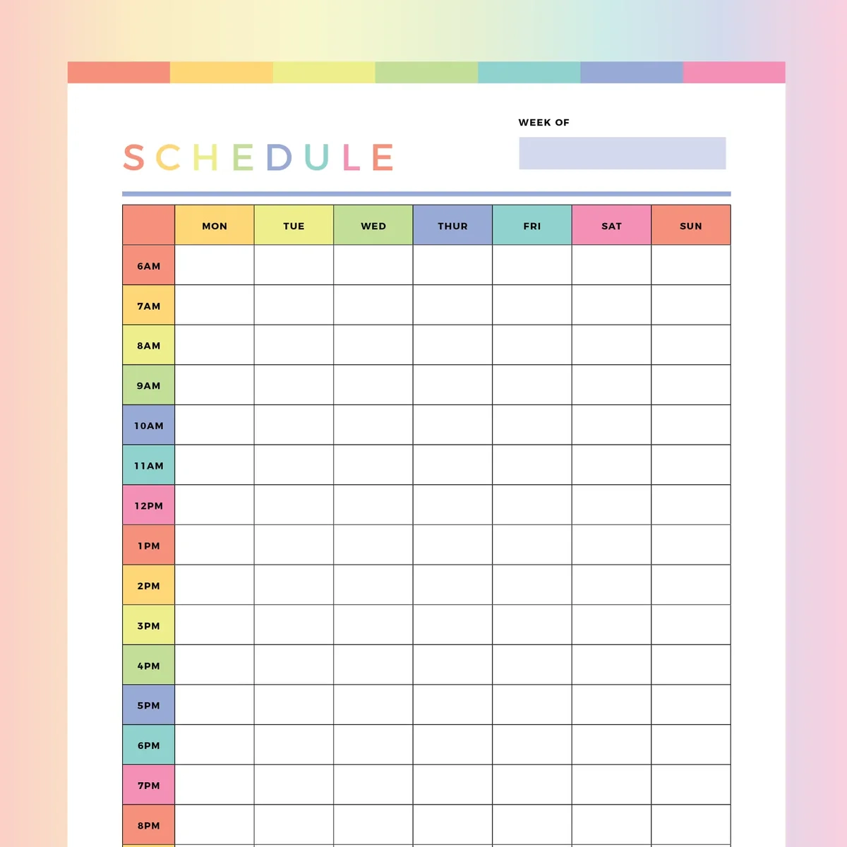 Printable Weekly Schedule For Kids Instant Download PDF A4 And US Letter Plan Print Land