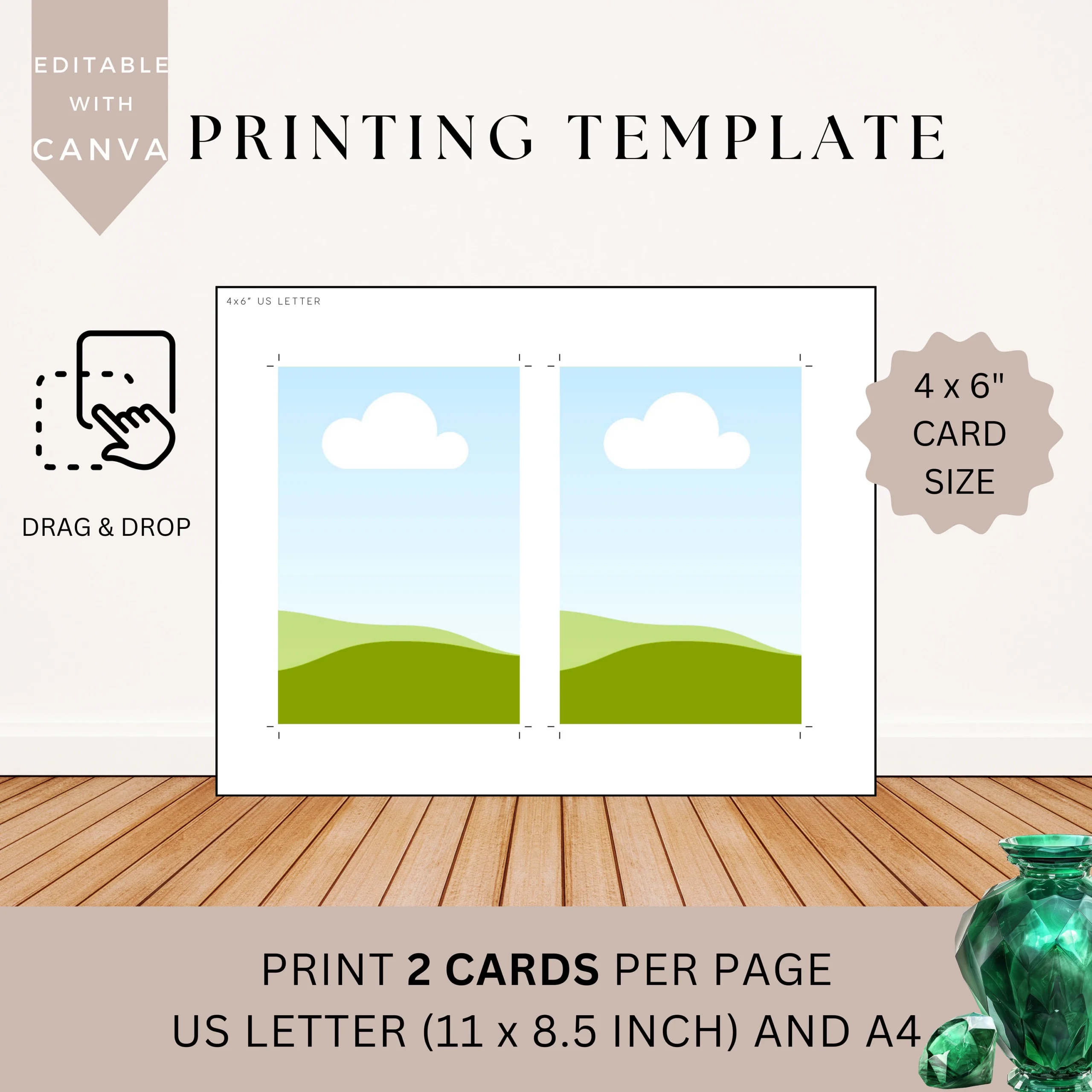 Printing Template 4 X 6 Inch Print And Cut Canva Multi Page Template 4x6 Blank Card Layout Frame Affirmation Manifestation US Letter A4 Etsy
