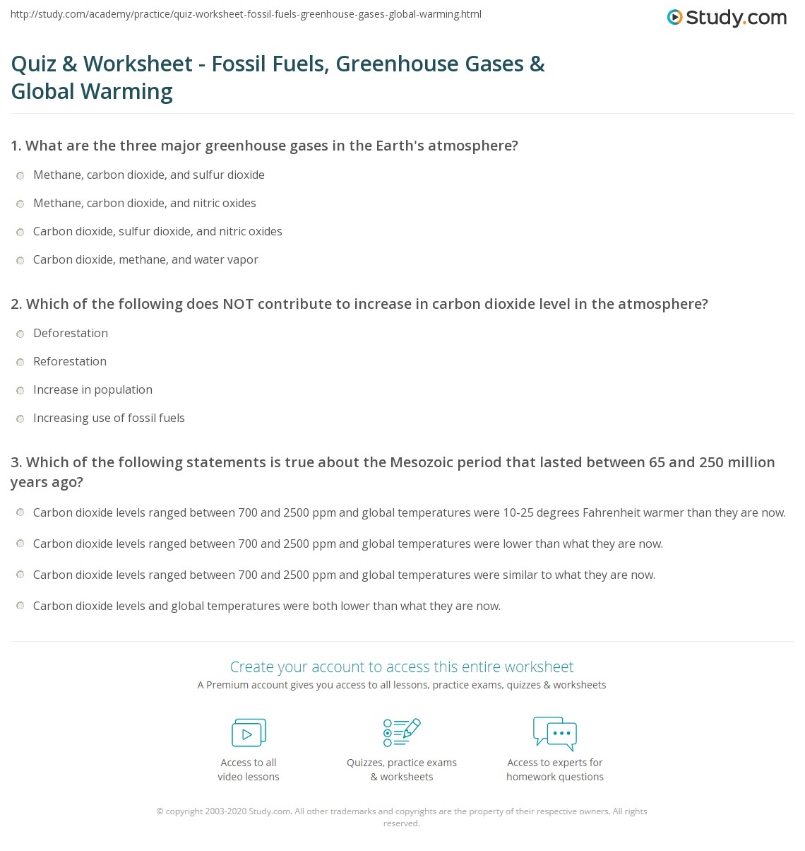Printable Fossil Fuels Worksheets And Quizzes