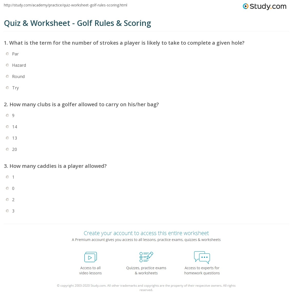 Quiz Worksheet Golf Rules Scoring Study Quiz Worksheet Golf Rules Scoring Study