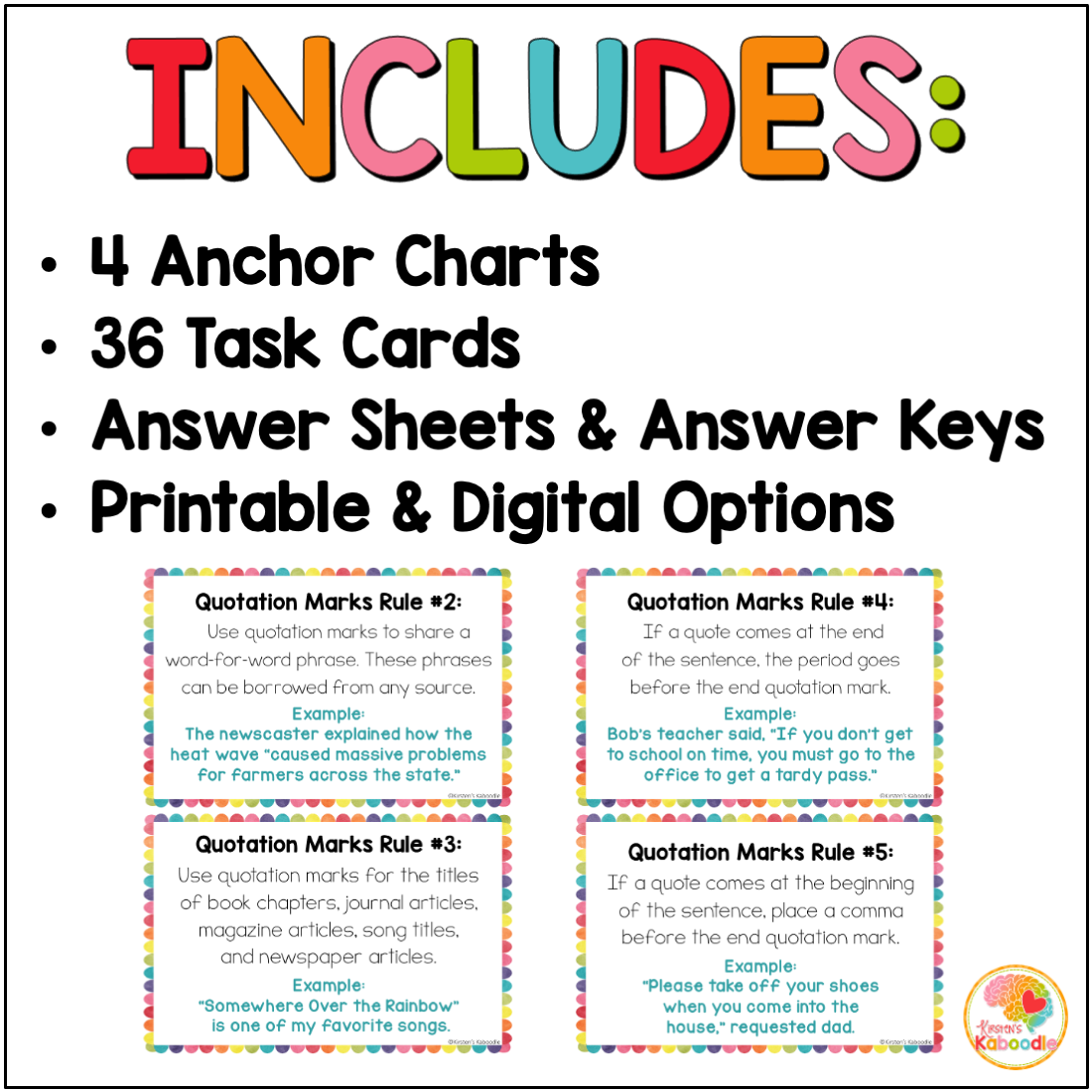 Free Printable Quotation Mark Anchor Chart
