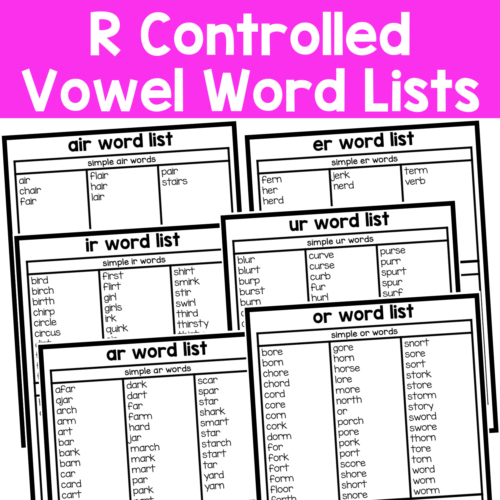 Free Printable Word List For Ar