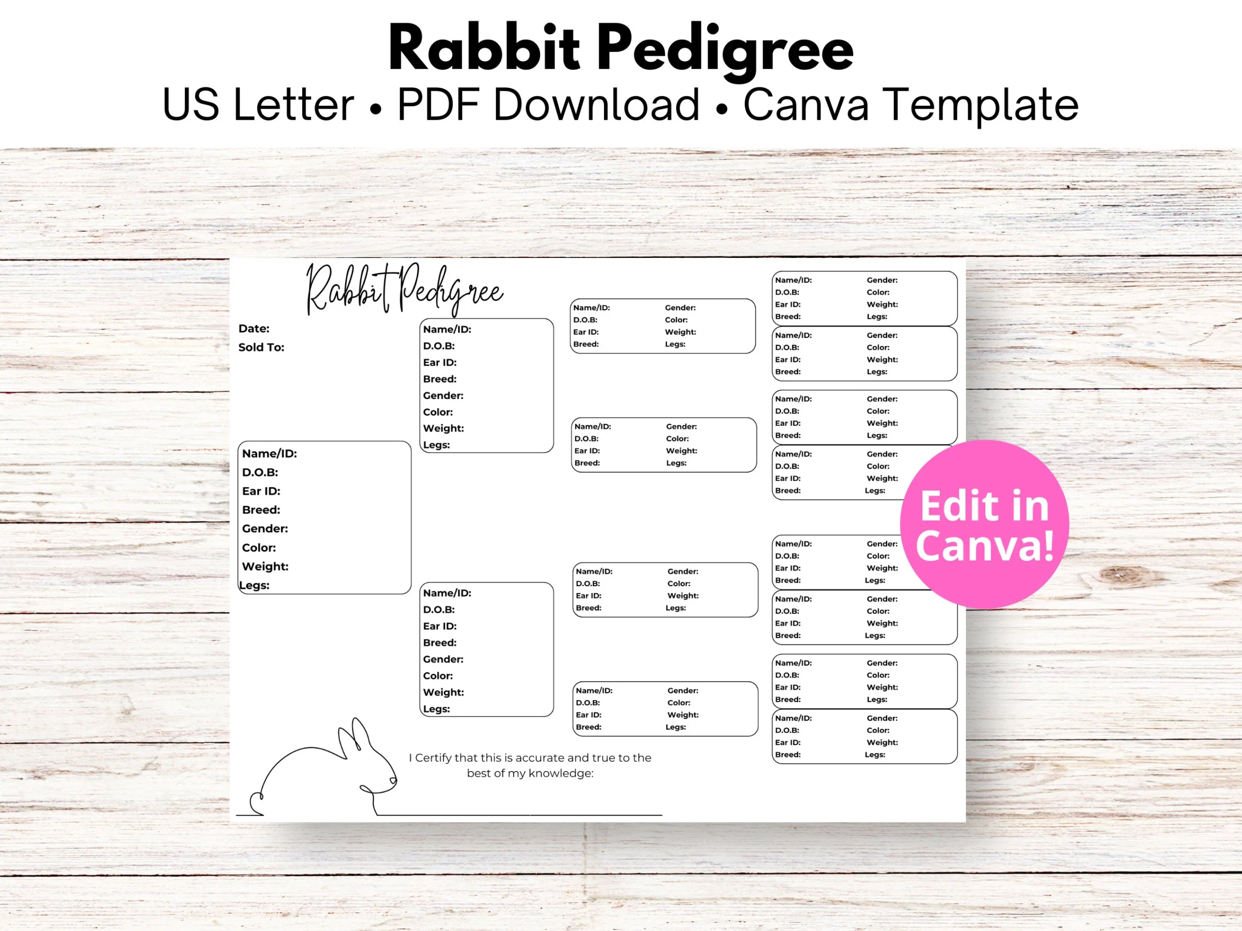 Free Printable Rabbit Pedigree Sheets