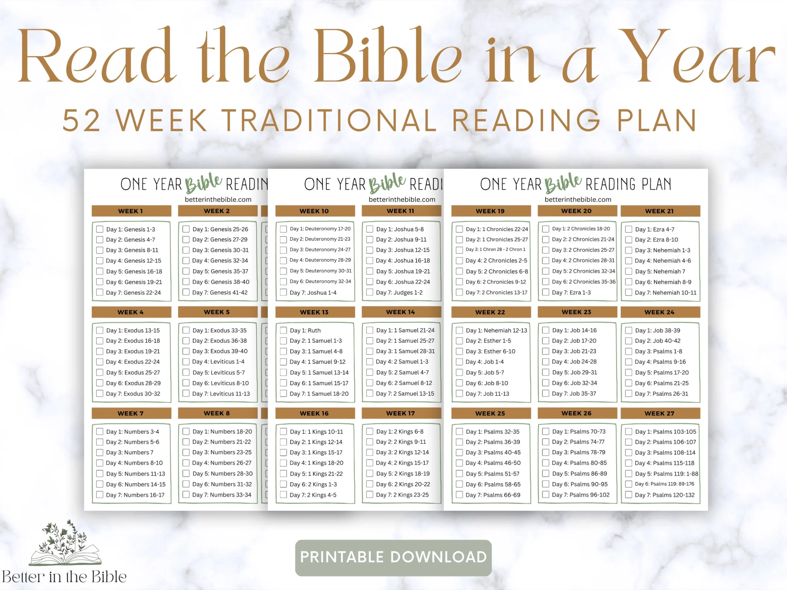 Read The Bible In A Year Chart Traditional Bible Reading Plan Printable Bible In A Year Chart Bible Reading Tracker Bible Tracker Etsy