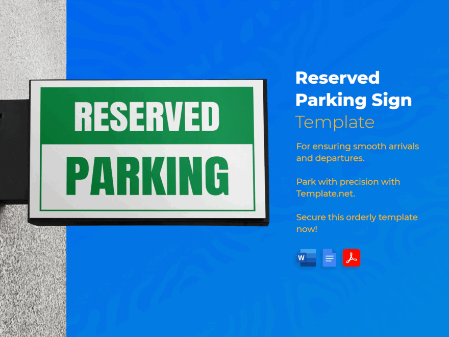 Reserved Parking Sign Template In PDF Word Google Docs Download Template
