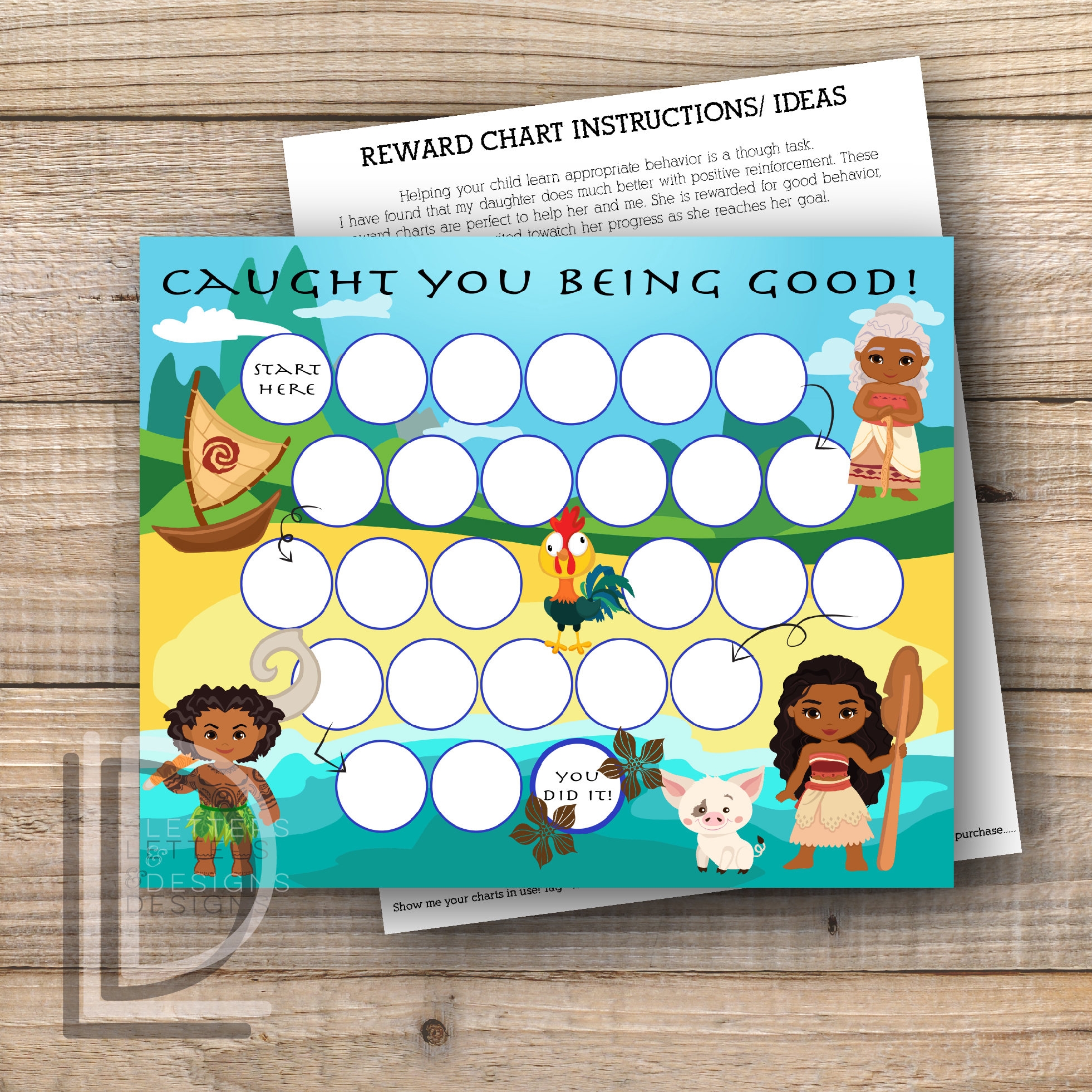 Reward Chart Moana Reward Chart Printable Instant Download Printable Etsy
