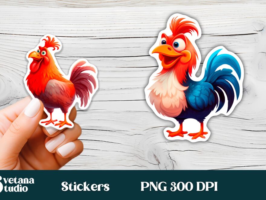 Rooster Stickers PNG Funny Animal Sticker Printable