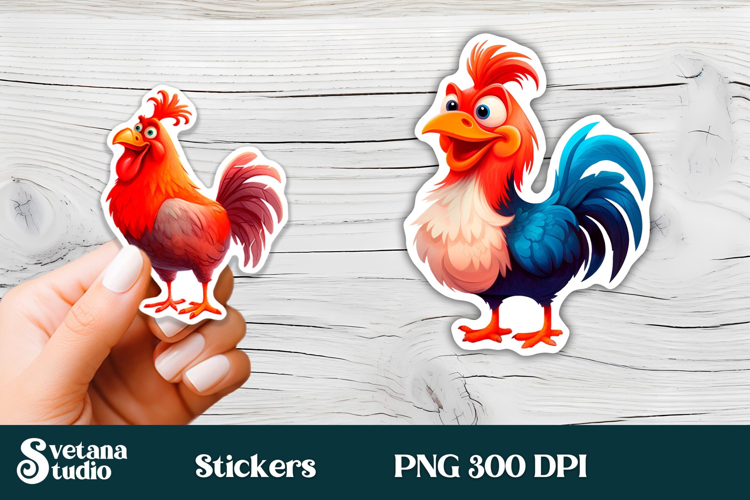 Rooster Stickers PNG Funny Animal Sticker Printable