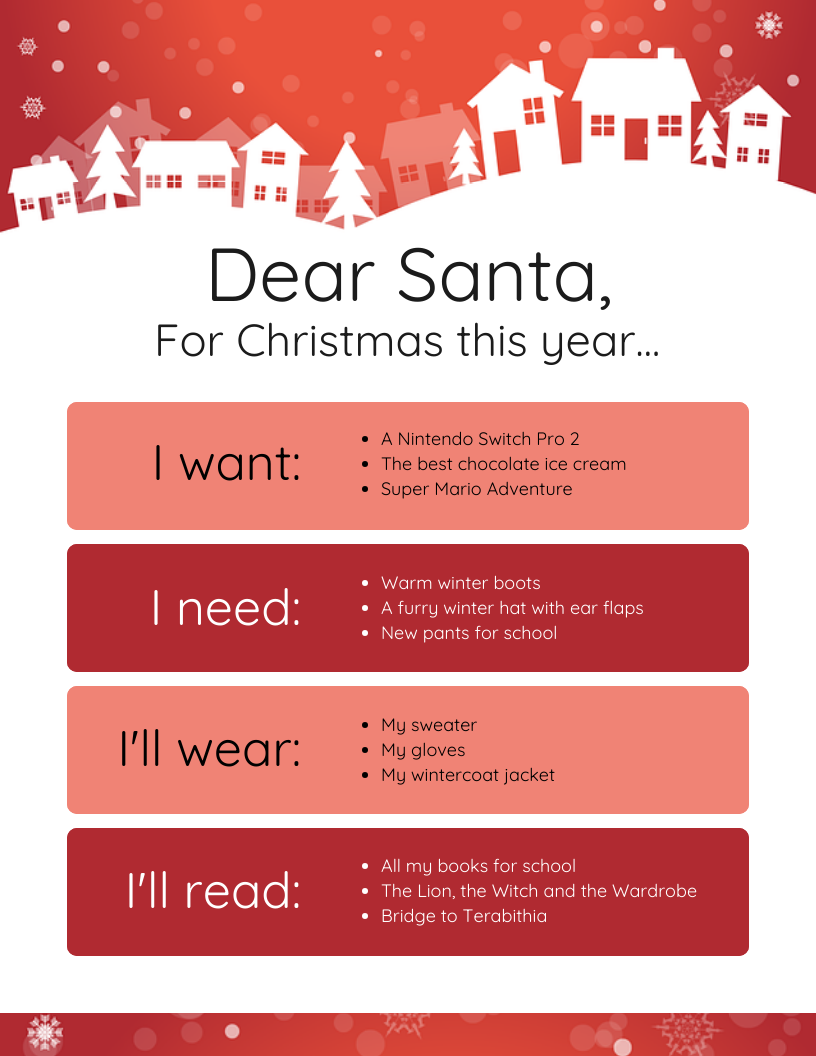 Printable Christmas List For Santa Workshop