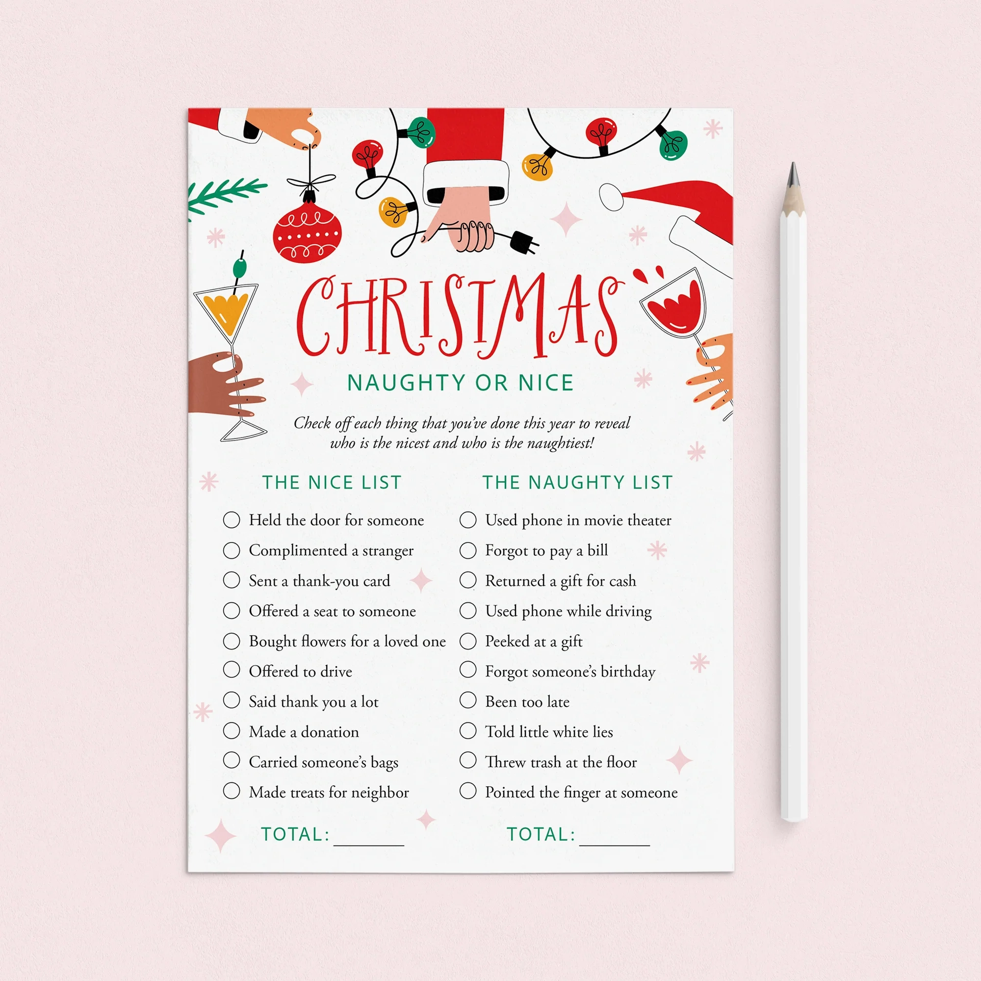 Santa s Naughty Or Nice List For Adults Printable Instant Download LittleSizzle