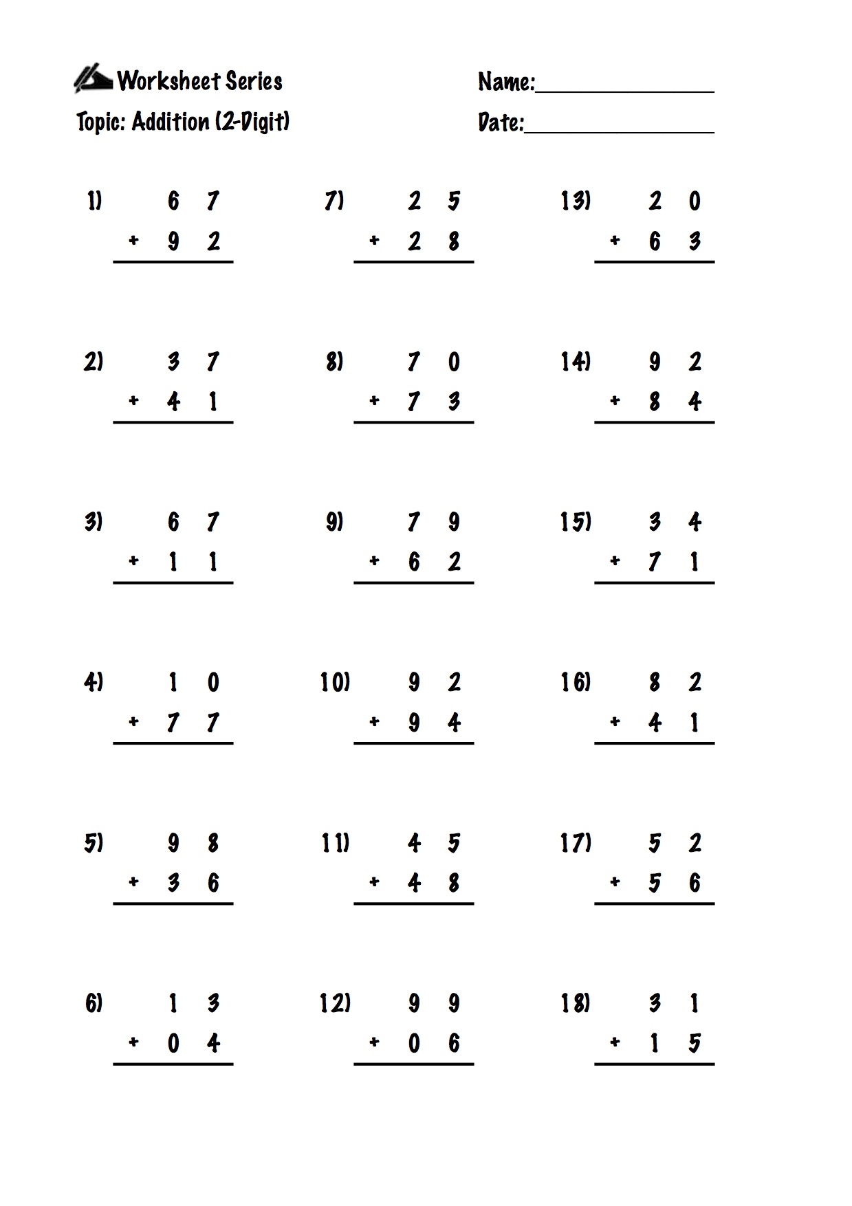 Generated Printable Math Sheet