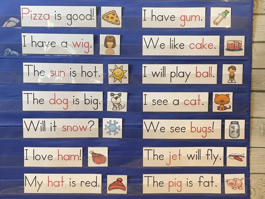 Simple Sentences Pocket Chart Center For Kindergarten Kindergarten Creations