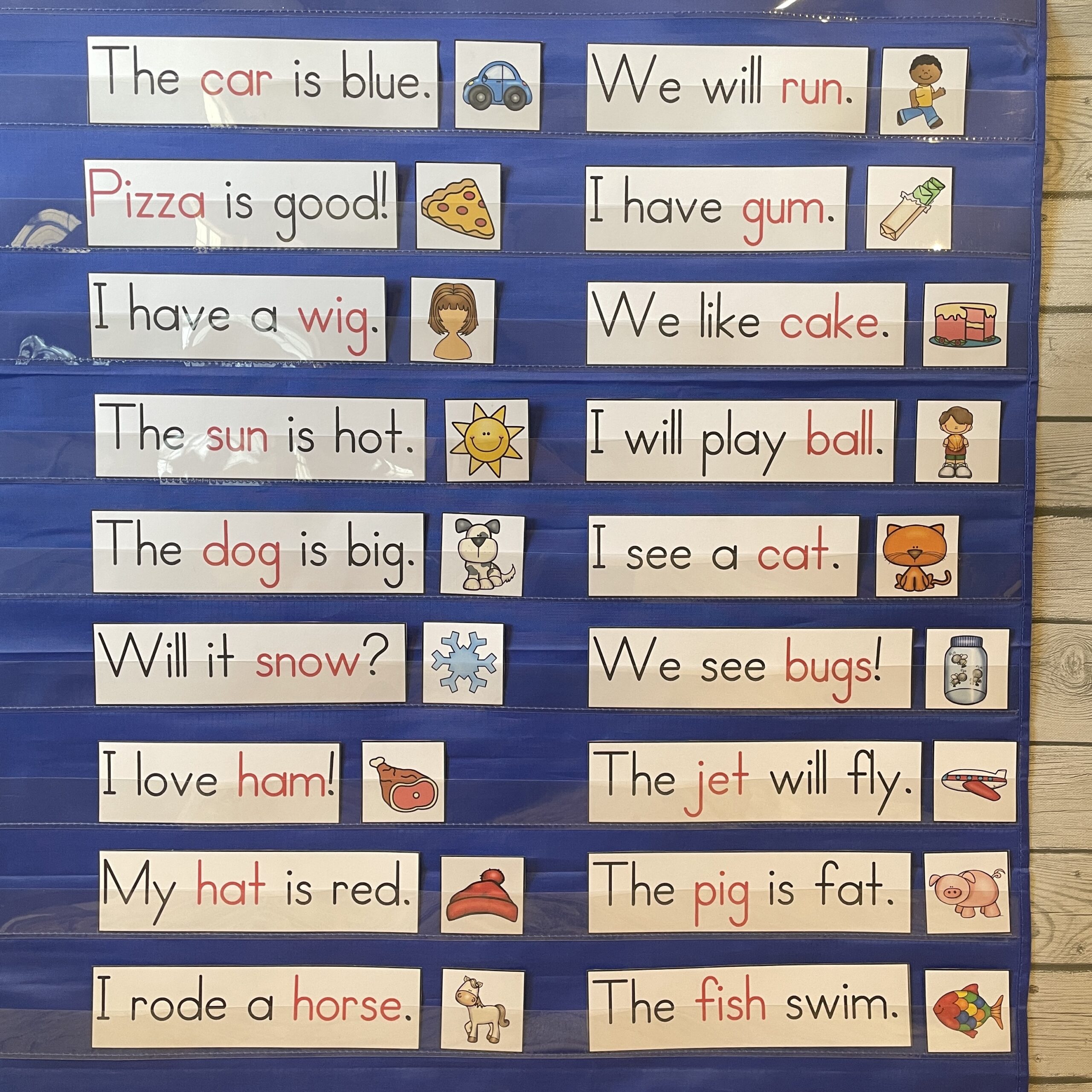 Simple Sentences Pocket Chart Center For Kindergarten Kindergarten Creations