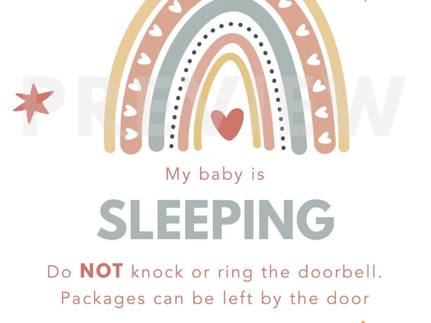 Sleeping Baby Sign Digital Print Printable Sleeping Baby Sign Do Not Knock Sign Baby Sleeping A4 Printable Artwork Sign Baby Etsy