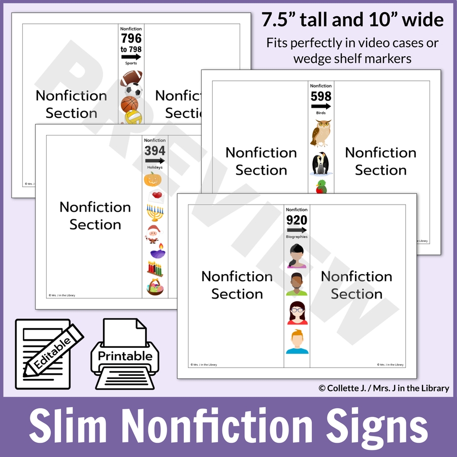 Printable Fiction Non-Fiction Signes