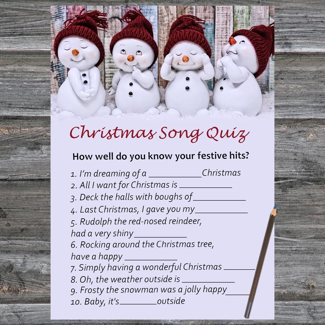 Christmas Carol Picture Trivia Game Printable