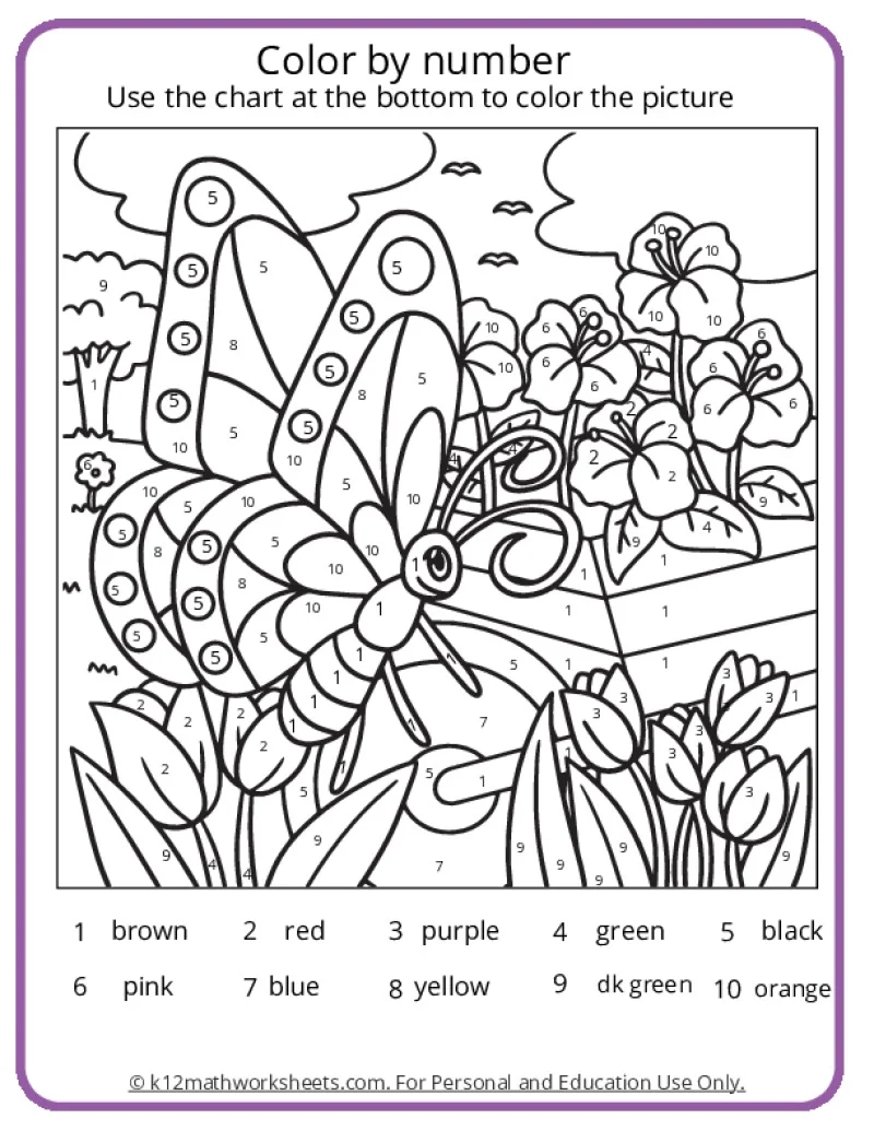 Printable Color By Number Chart Printable Color By Number Chart