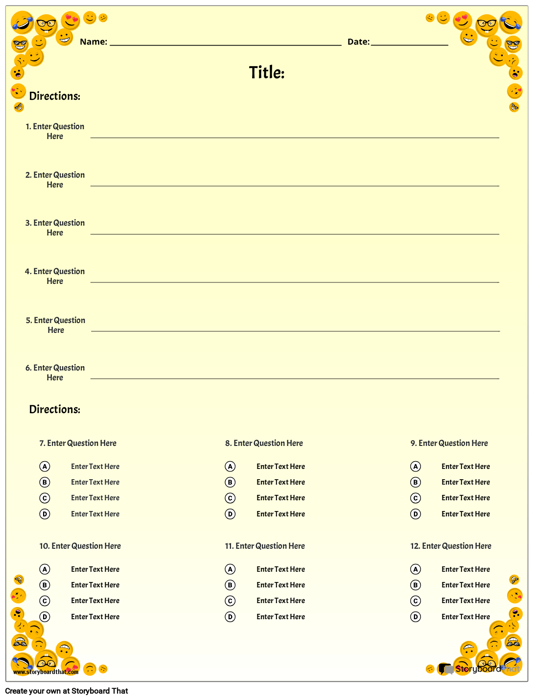 Storyboard That Free Quiz Maker Templates For Teachers