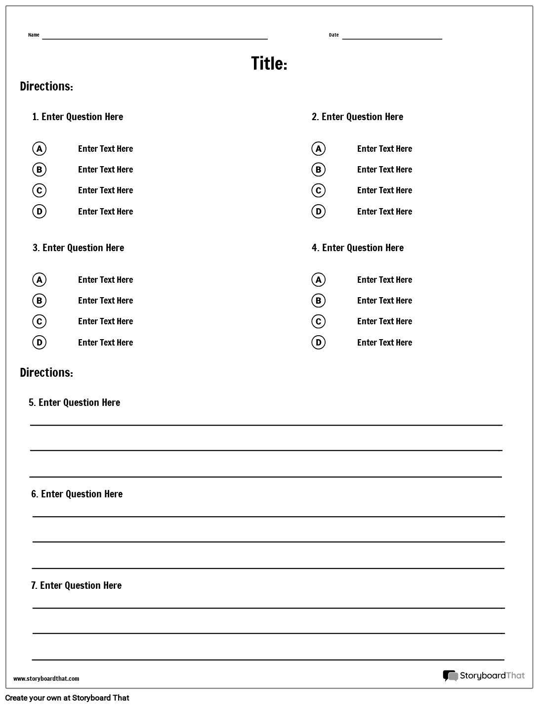 Storyboard That Free Quiz Maker Templates For Teachers
