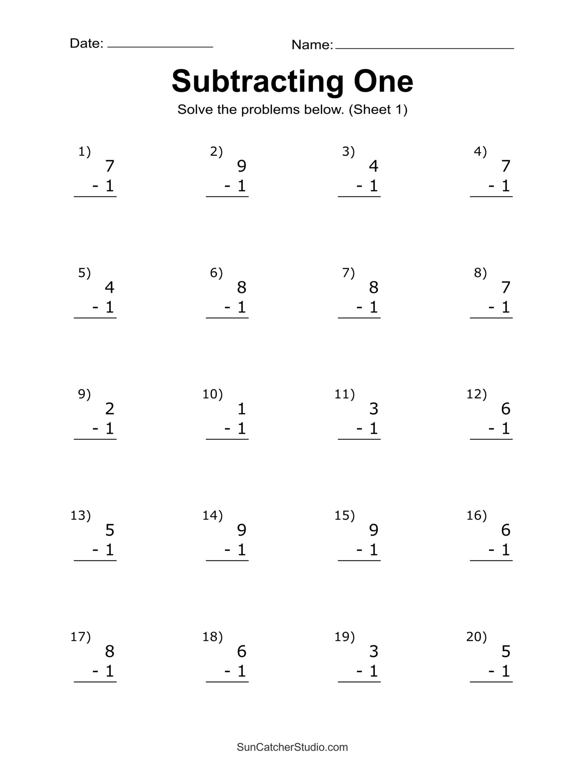 Printable Math Drills List