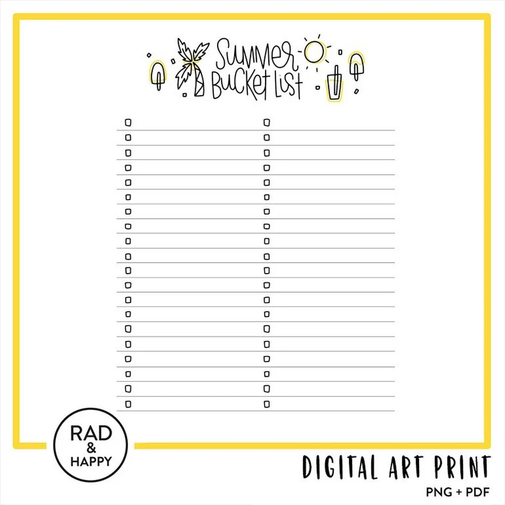 Happy Planner Bucket List Printable